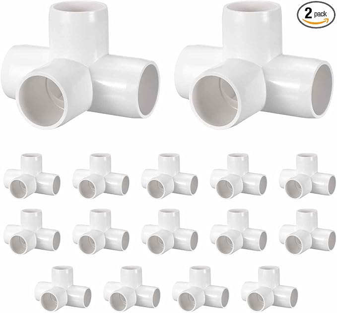 2Pcs 1 1/4" Elbow PVC Fitting, SCH40 4-Way Tee Furniture Grade PVC Pipe Fitting, DIY Corner Elbow Connector for Building Furniture, Greenhouse Frame Connection, Socket x Socket