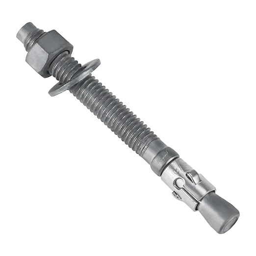 3/8 x 3-3/4 inch Wedge Concrete Anchors kit Galvanized Carbon Steel, Expansion Screw Bolt Heavy Duty Fasteners for Masonry Concrete (Pack of 10)