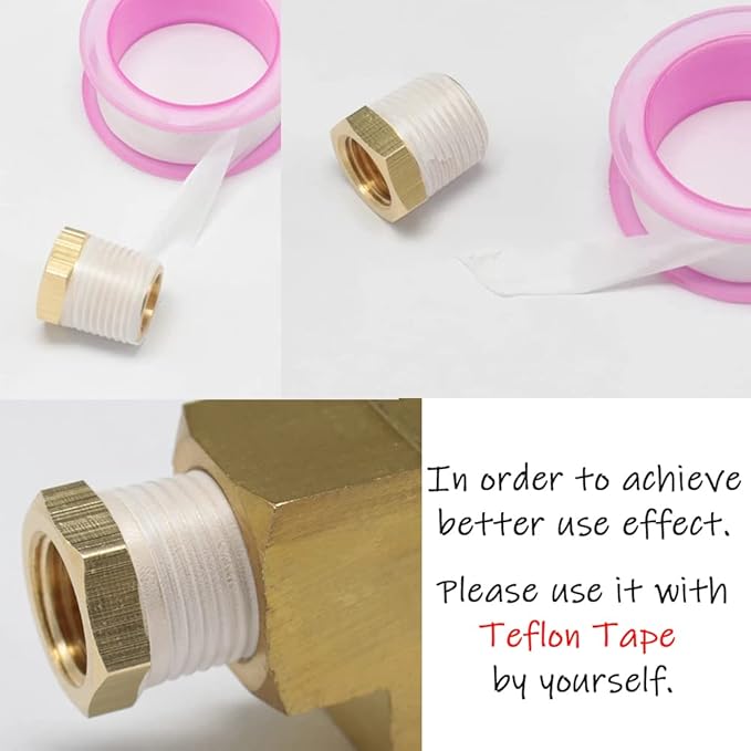 4PCS Brass Reducer Bushing, 1/2" NPT Male to 1/8" NPT Female Thread, Hex Reducing Convert Adapter Pipe Fitting Connector for Water/Oil/Gas