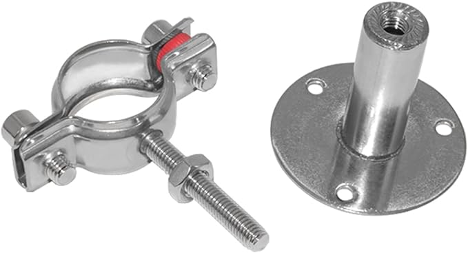 Beduan 1.26 Inch Stainless Steel Pipe Support Wall Ceiling Mount Pipe Strap Clamp Adjustable Pipe Bracket Holder for PVC Metal Water Pipe Tube Fitting (Range 32-34mm/1.26"-1.34",Height:100mm-200mm)