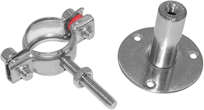 Beduan 3/4 Inch Stainless Steel Pipe Support Wall Ceiling Mount Pipe Strap Clamp Adjustable Pipe Bracket Holder for PVC Metal Water Pipe Tube Fitting (Range 19-22mm/0.75"-0.87",Height:100mm-200mm)
