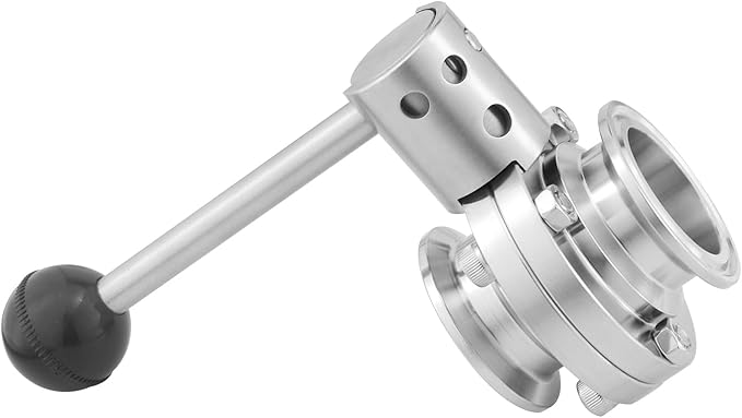 Sanitary Butterfly Valve Tri Clamp Valve with Handle 1.5" Tri Clamp Clover 1" Tube OD 304 Stainless Steel (pack of 2)