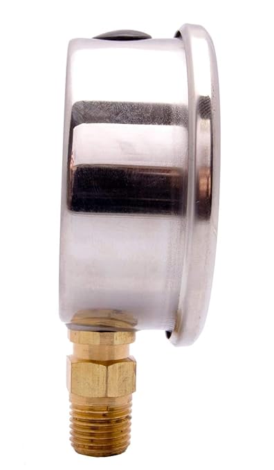 2-1/2" Oil Filled Pressure Gauge - Stainless Steel Case, Brass, 1/4" NPT, Lower Mount Connection, 0-1500PSI