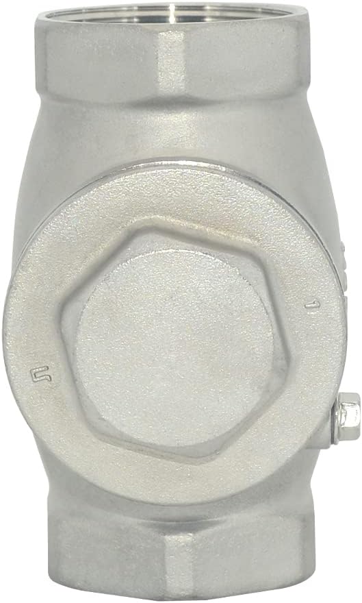 VARMHUS Stainless Steel SS316 Swing Check Valve,NPT Female x Female Thread,WOG 200 PSI PN16 CF8M (1-1/2")