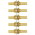 Joywayus 3/16" Hose Barb Thru-Bulk Head Hex Union Brass Fitting with Flat Washer Gasket Water/Fuel/Air (Pack of 5)