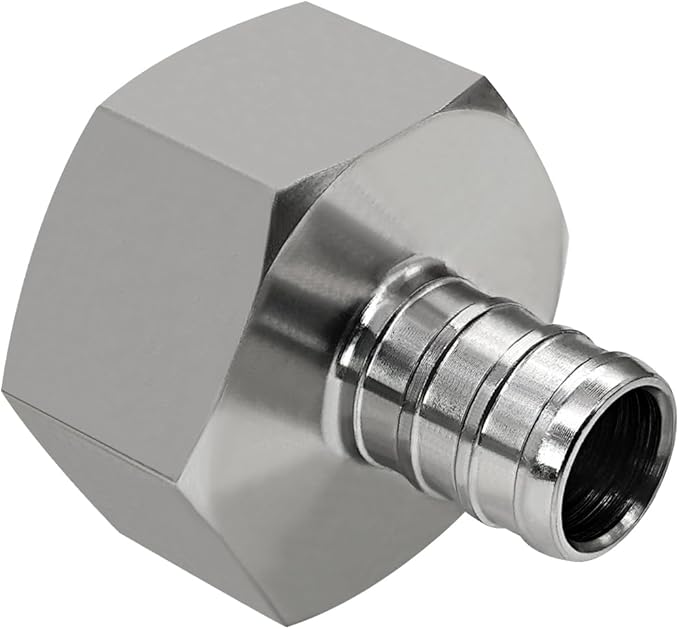 Barb Crimp PEX 1/2" x 1/4" NPT Female Thread Adapter Stainless Steel Crimp Fitting (Pack of 2)