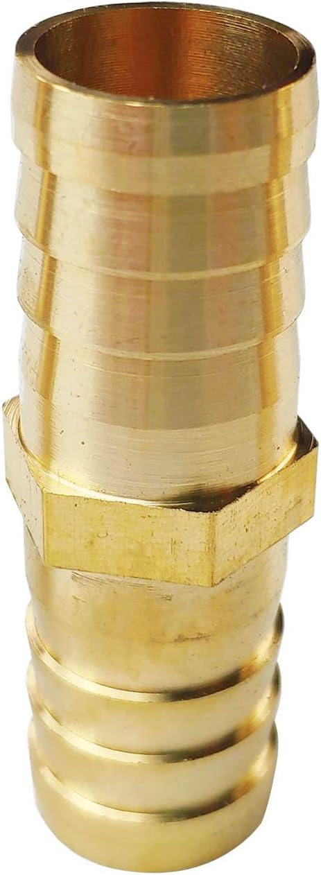 2PCs 5/8" Brass Hose Barb Fitting Straight Shape Barbed Splicer Mender Union Fitting with 4PCs Hose Clamp for Oil Water Air