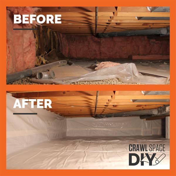 Whitecap - Woven Crawl Space Vapor Barrier - 12 Mil (4' x 200'), Thick Woven sheeting, Drop Cloth Moisture Barrier Covering for Crawl Space Encapsulation, Heavy Duty Polyethylene, White