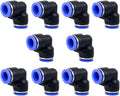 Elbow Push to Connect Fitting, 1/4" OD Pneumatic Air Line 90 Degree Quick Push Lock Adapter (Pack of 10)