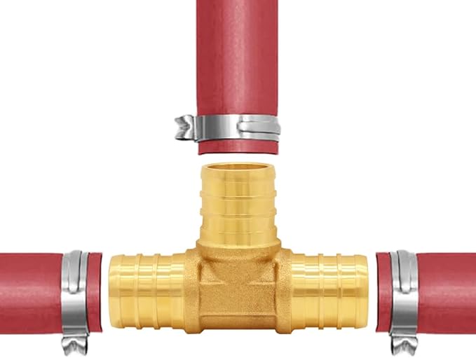 28PCS LF Brass 1/2 Inch PEX Coupling Barb Crimp Pipe Tube Fitting Kit (8PCS Straight + 8PCS Elbow + 8PCS Tee + 4PCS 4-Way)