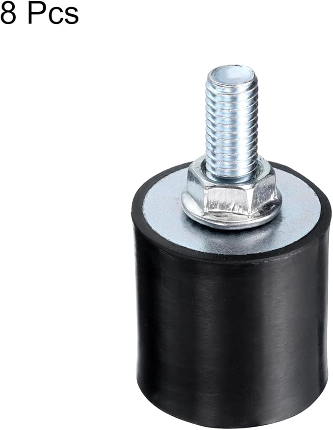 uxcell 8pcs M8x23mm Rubber Isolator Mounts with Studs 30x30mm Male Female Vibration Shock Absorber Zinc Plated Cylindrical Thread Mounts Anti Vibration Isolators with 8pcs M8 Lock Nuts