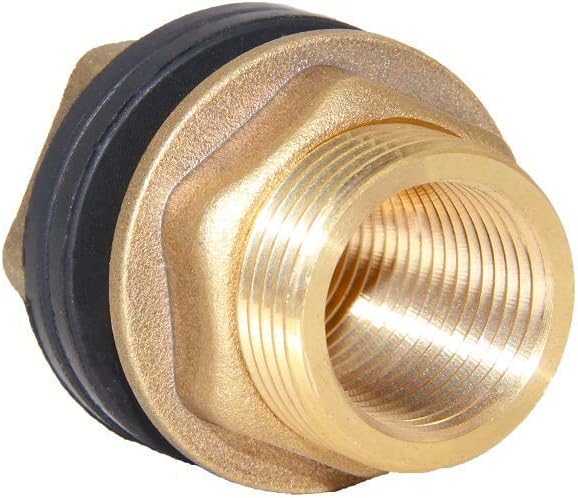 Joywayus 2pcs 3/8" Female 1/2" Male Soild Brass Water Tank Connector Bulkhead Tank Fitting With 2 Rubber Ring Stablizing
