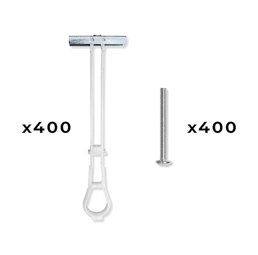 400-Pack 1/4"-20 Heavy Duty Quick Toggle Anchors with Bolts Bulk Set | for Drywall, Metal Studs, and Concrete Block | Holds 260+ Lbs. | 400 Toggles + 400 Bolts