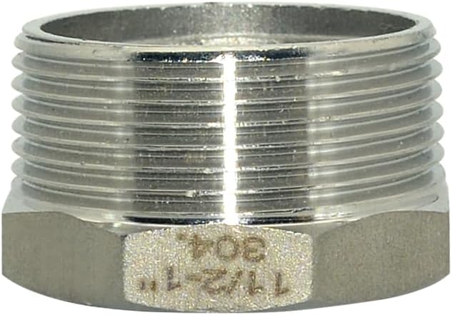 1-1/2" Male NPT to 1" Female NPT Female Reducing/Reducer Bushing Pipe Fitting,Adapter,Stainless Steel SS 304 Hex Bushing
