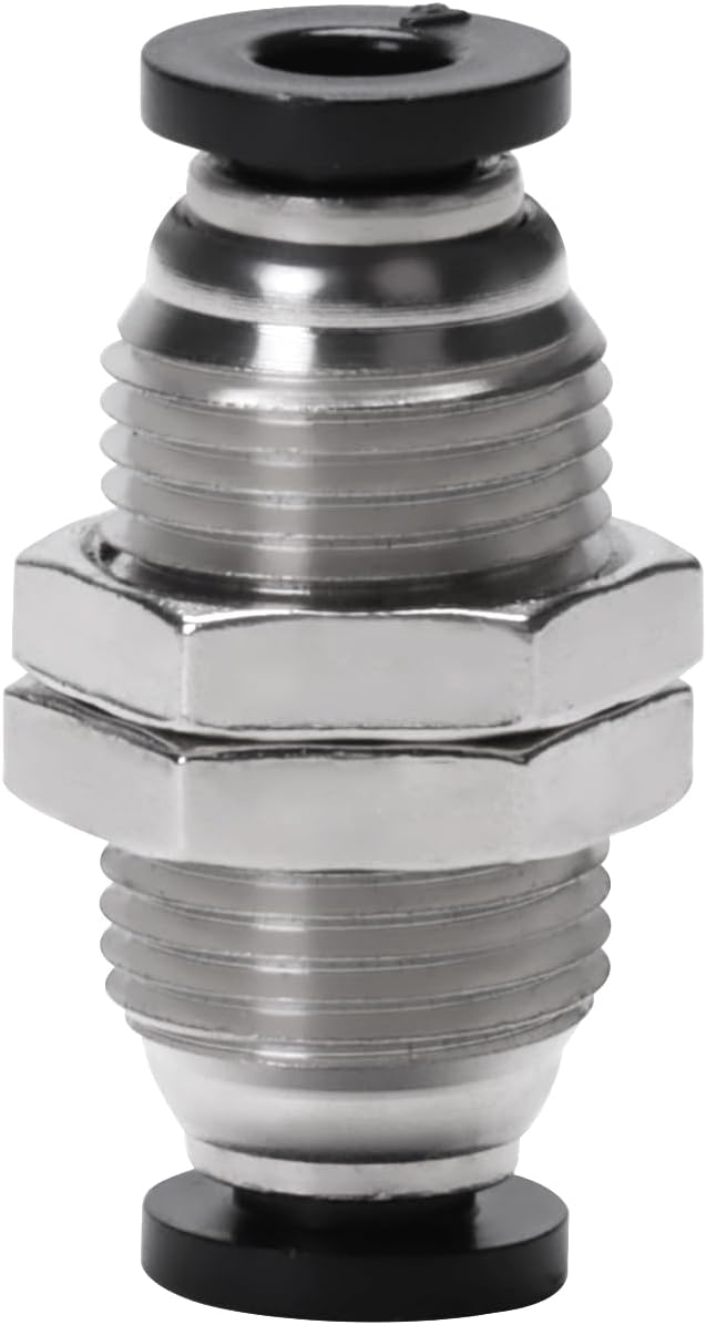 Bulkhead Union Push to Connect Tube Fitting 4mm Tube OD Double Threaded (5 Packs)