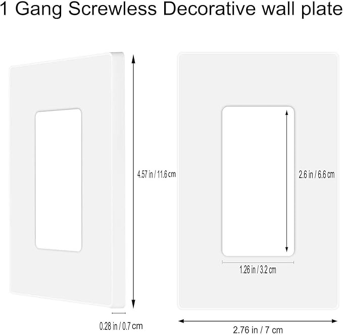Screwless Decorator Wall Plates 1-Gang Switch Outlet Electrical Cover Plate Unbreakable Thermoplastic Faceplate for Decorative Receptacle Outlet Switch, White (10 Pack)