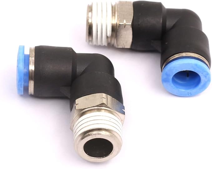 CEKER 1/4 Elbow Male Airlines Push Fittings 90 Degree Push to Connect Fittings Air Fittings, PL 4MM Tubing Od x 1/4" Npt Thread Pneumatic Push In Connectors Quick Connect Tube Fittings 2Packs
