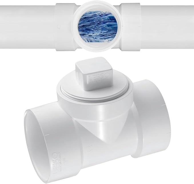 LESSO 3" PVC DWV Cleanout Tee with Plug Sewer Adapter, 3" Hub x 3" Hub x 3" Cleaning Plug with Female, for Drainage Piping Ventilation and Other System Drain (SCH40 White)