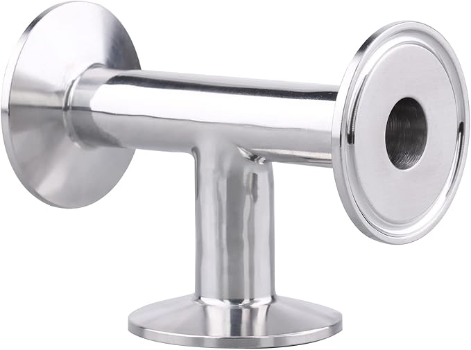 DERNORD Clamp Tee 3 Way Stainless Steel 304 Sanitary Fitting Fits 1.5" Tri-clamp, 19mm Pipe OD