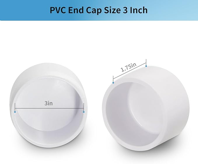 LESSO 2PCS 3" PVC End Cap, Pipe Fitting Furniture Grade, 3" PVC Pipe Plug Adapter for Build Furniture DIY Garden Shelf, SCH40 White