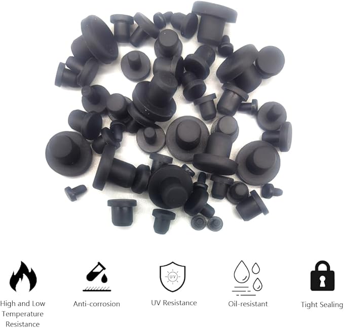 50 PCS Silicone Plugs Rubber Hole Plugs Rubber 1/8" 3/16" 1/4" 5/16" 3/8" Stopper for Round Holes Waterproof Hole End Covers Soft Flexible Stopper Sealing Plugs Pipe Holes Test Tube Plugs