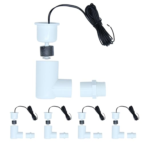 SS2 Float Switch L Shape, Compatible with Safe-T-Switch for HVAC Drain Pan Condensate Outlet, AC Water Level Switch with 3/4 Inch Adapter and 6Ft Wire (5, White)
