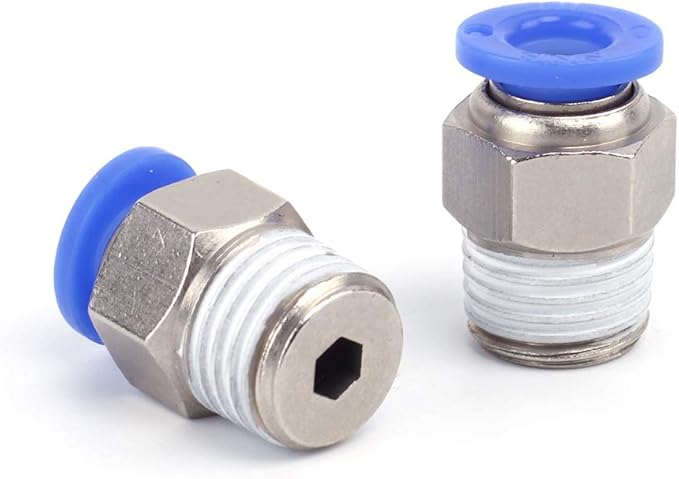 SNS 1/4"Tube OD x 3/8 NPT Male Straight Nickel Plated Brass Push to Connect Pneumatic Fittings（10 PCS） SPC1/4-03NPTBE
