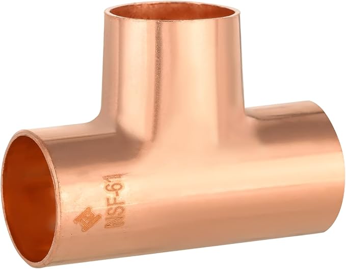 EFIELD 1-1/2" C X C X C Copper Tee, LF Copper Plumbing Fitting with Sweat Solder Connection,(COPPER106)