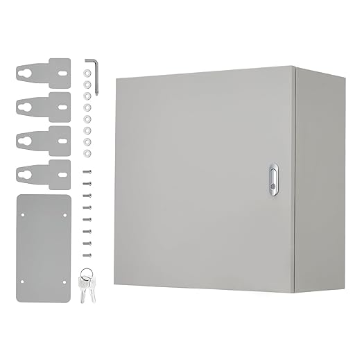 Outdoor Electrical Box, 24"x24"x8" NEMA 4X Steel Enclosure, IP67 Waterproof & Dustproof, Lockable Electrical Junction Box with Mounting Plate and 2 Keys, Indoor and Outdoor Use