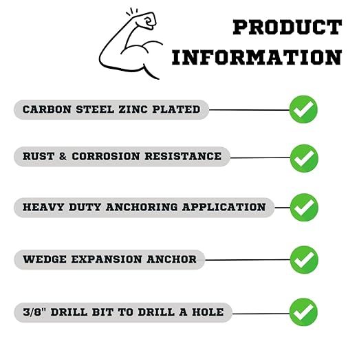 Zinc-Plated Steel Wedge Anchors, 3/8" X 2-1/4" - Heavy-Duty Mounting Bolts for Concrete - 50 Pack