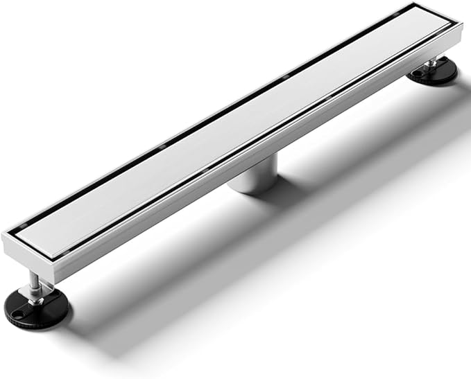Linear Shower Drain 48 Inch, 2-in-1 Tile Insert Panel, Brushed AISI 304 Stainless Steel Fast Drainage Floor Drain for Bathroom, Kitchen, Garage & More