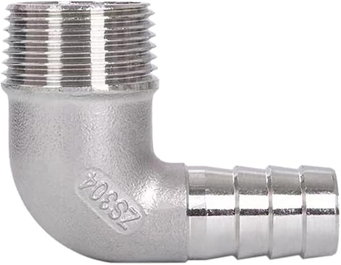 Stainless Steel Elbow 5/8" Hose Barb x1/2" NPT Male 90 Degree Home Brew Pipe Fitting