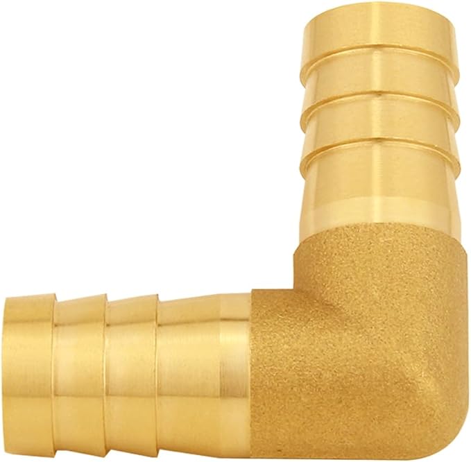 2PCS Solid Brass 1/2"OD Barb Elbow Fittings 2-Way 90 Degree L Right Angle Barbed Fitting for Water/Oil/Gas