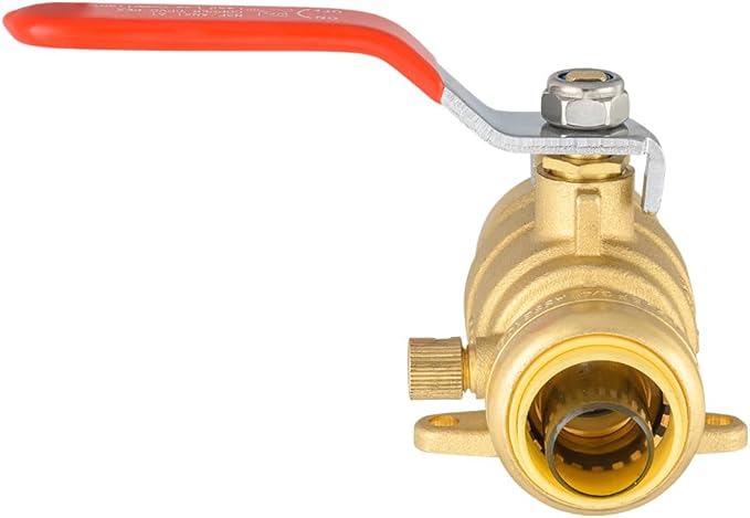 EFIELD 3/4 Inch Push-Fit Full Port Drop Ear Brass Ball Valve with Drain, Plumbing Fittings For Copper, Pex, Cpvc Pipe,(PF-VALVE072)