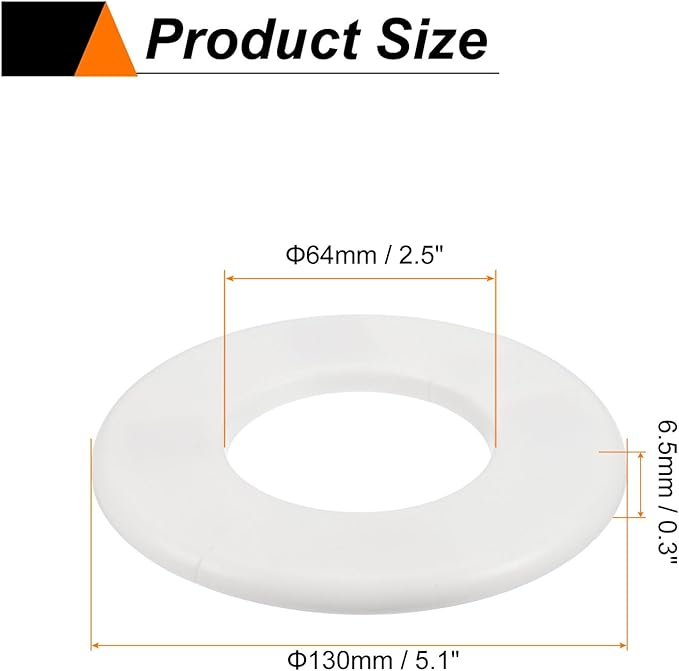 HARFINGTON 8pcs Wall Split Flange 64mm/2.5" Self-Adhesive Plumbing Cover Plates ABS Plastic Round Escutcheon Plate Buckle Design for Water Pipe Bathroom Kitchen Decoration, White