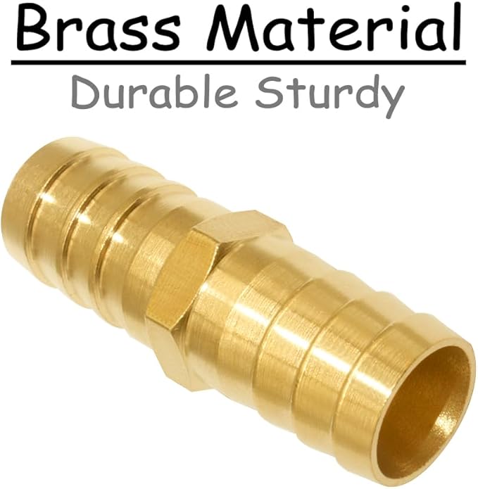 8PCS Brass 3/4"OD Barb Splicer Mender Hose Barb Fitting Straight 2-Way Union Garden Hose Repair Fittings for Water/Oil/Gas
