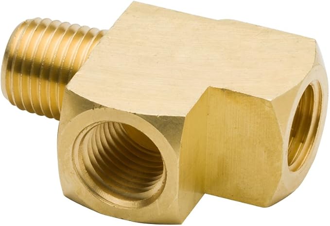 Legines Brass Street Tee 1/4" NPT Female x 1/4" NPT Male x 1/4" NPT Female Pipe Fitting, Barstock Male Run Tee (Pack of 2)