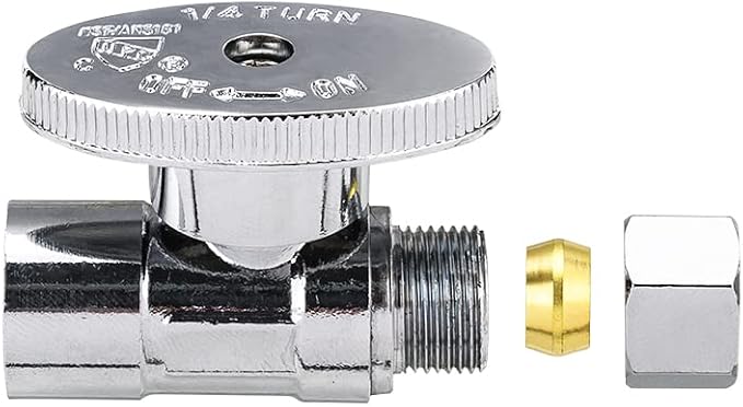 5-Pack EFIELD 1/4 Turn Straight Stop Valve Sweat 1/2" X 3/8" OD Compression Connection, Chrome Plated,(VALVE146-5PCS)