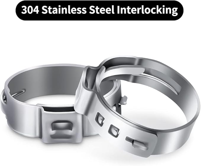 50 PCS 3/4 Inch PEX Cinch Clamps, 304 Stainless Steel PEX Fittings Clamps Pinch Ring Crimp Rings for PEX Tubing Pipe Fitting Connections (Silver-3/4inch(50PCS))