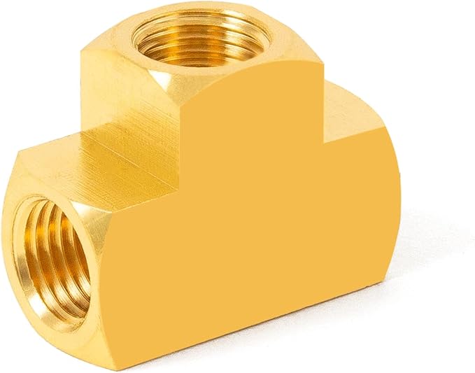 ChillWaves Brass Pipe Fitting, Barstock Tee 1/8" x 1/8" x 1/8" NPT Female Thread Adapter(3-PACK)