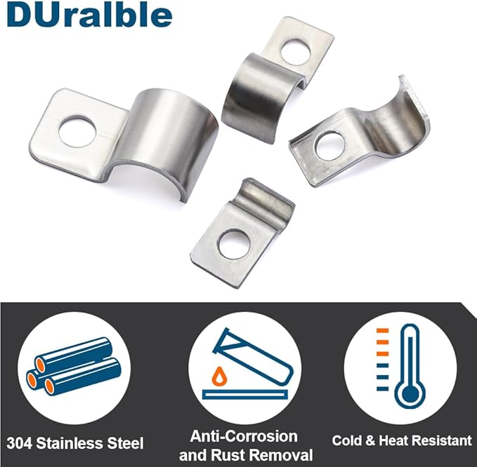 One-Hole Unilateral Pipe Clamps Conduit Fitting Clips Saddle Clamps Instrument Line/Wire/Gas Pipe Cable Clamp Fixed Clips | OD 5/16" | 30 Pcs