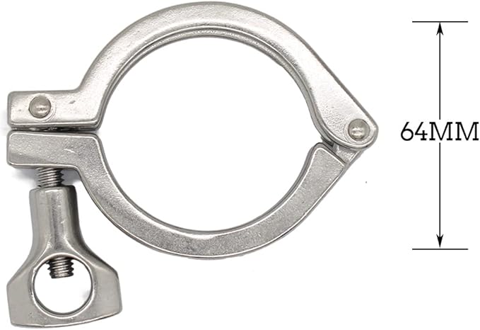 Stainless Steel 304 Heavy Duty Sanitary Clamp Single Pin Tri Clamp Clover with Wing Nut for Ferrule TC (2 inch (2 pack))