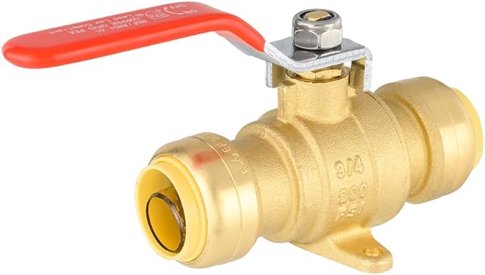 EFIELD 3/4 Inch Push-Fit Full Port Drop Ear Brass Ball Valve with Drain, Plumbing Fittings For Copper, Pex, Cpvc Pipe,(PF-VALVE072)