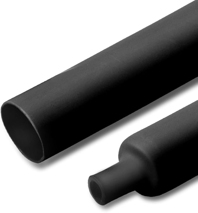 3/4 inch (Diameter) 3:1 Dual Wall Adhesive Heat Shrink Tubing, Large Glue Lined Marine Cable Sleeve Tube, Premium Wire Wrap Protector for DIY by MILAPEAK (4 Feet, Black)