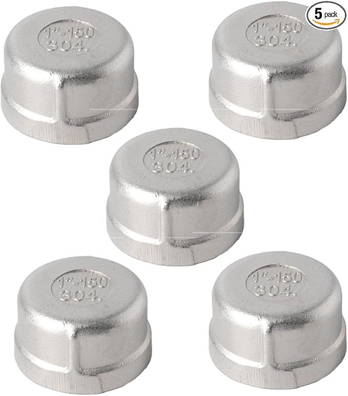 Stainless Steel 304 Cast Pipe Fitting, Round End Cap, 1/4" NPT Female (Pack of 5)
