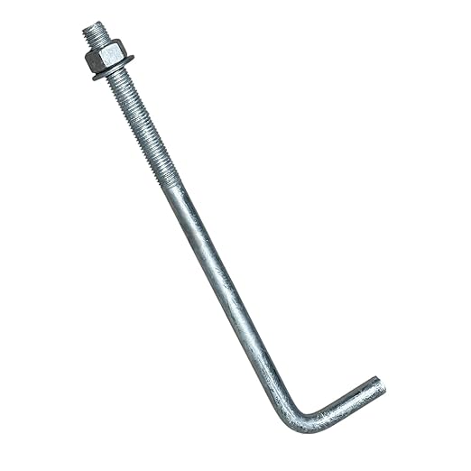 Sandbaggy 3/4" x 14" Threaded Concrete Anchor L-Bolts (Nuts & Washers Included) - Hot Dipped Galvanized - Sill Plate, Base Plate, Masonry, Wood, Cement Anchors, J Bolt (60, 3/4" x 14")