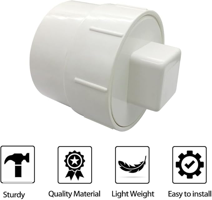 3" PVC Sewer Cleanout Adapter with Plug Pipe Fitting DWV Flush Sewer Cleanout Cap for Drainage Piping System