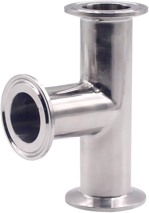 DERNORD Clamp Tee 3 Way Stainless Steel 304 with 3 Silicone Gaskets Fits 1.5" Tri Clamp, 38mm Pipe OD Sanitary Fittings (1.5 inch)