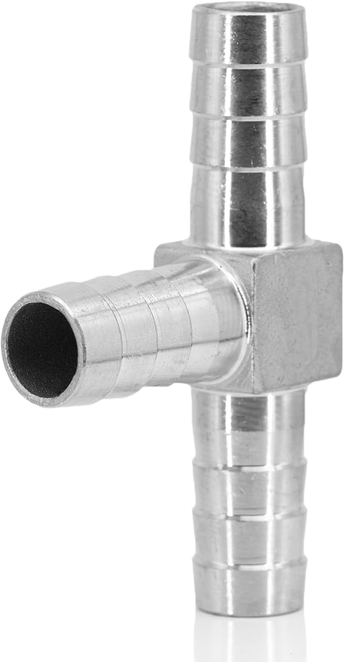 Stainless Steel 3/4" Hose Barb Tee 3 Way T Shaped Barbed Co2 Splitter Fitting
