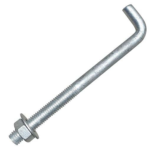 Sandbaggy 5/8" X 8" Threaded Concrete Anchor L-Bolts (Nuts & Washers Included) - Hot Dipped Galvanized - Sill Plate, Base Plate, Masonry, Wood, Cement Anchors, J Bolt (450, 5/8" x 8")